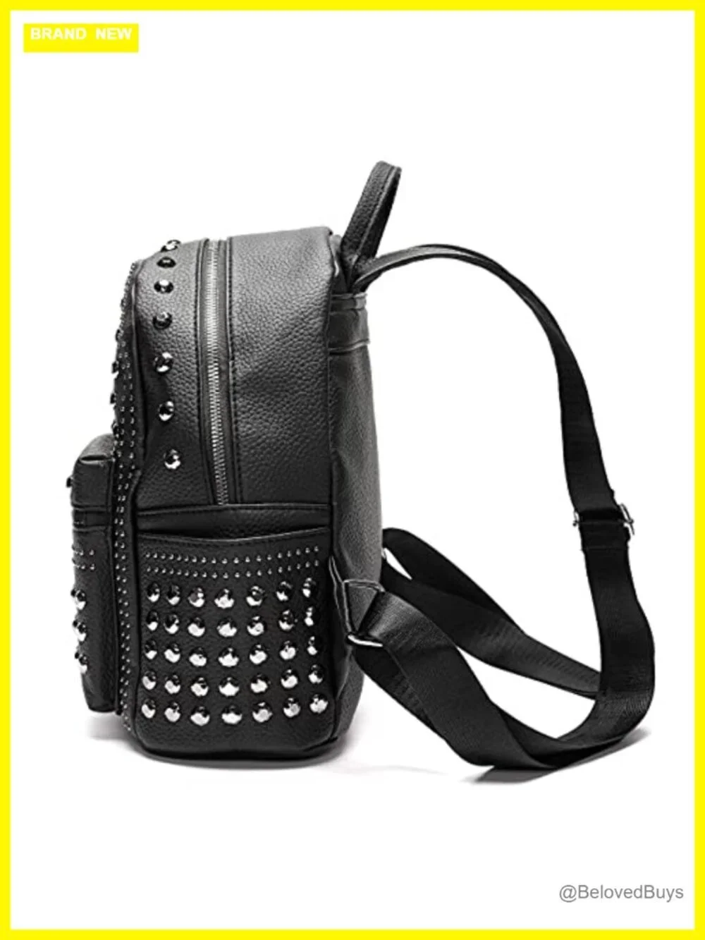 Black Faux Leather Studded Gothic Rhinestone Motorcycle Biker Mall Goth